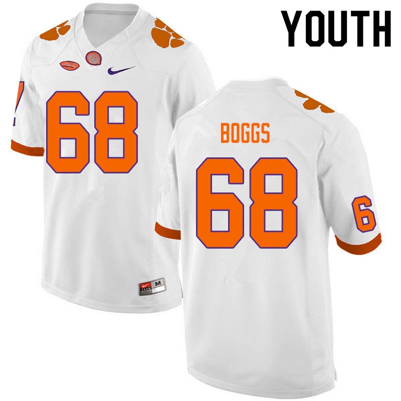 Youth #68 Will Boggs Clemson Tigers College Football Jerseys Sale-White